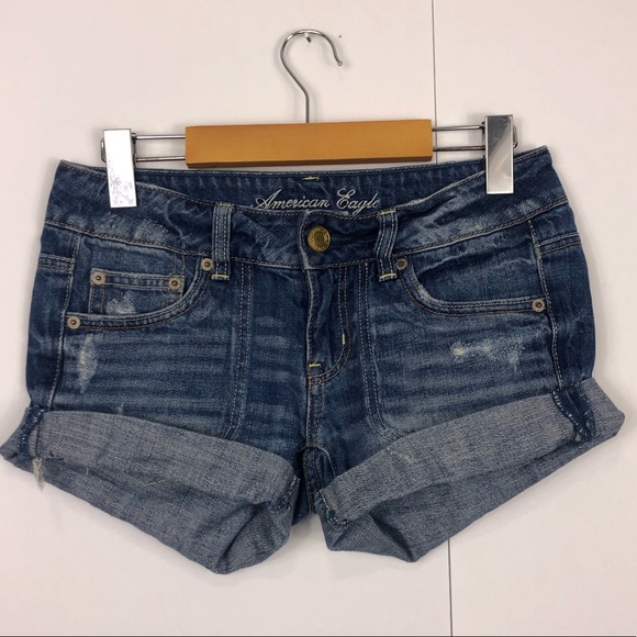 American Eagle Outfitters Pants - American Eagle Low Rise Distressed Denim Shorts Sz 0